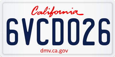 CA license plate 6VCD026