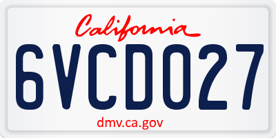 CA license plate 6VCD027