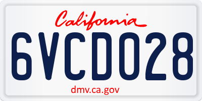 CA license plate 6VCD028
