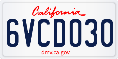 CA license plate 6VCD030