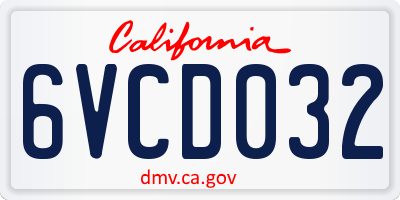 CA license plate 6VCD032