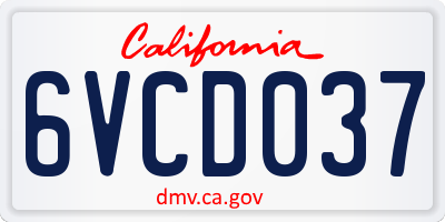 CA license plate 6VCD037
