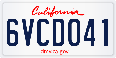 CA license plate 6VCD041