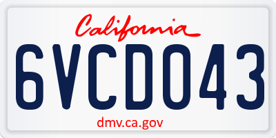 CA license plate 6VCD043