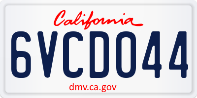 CA license plate 6VCD044