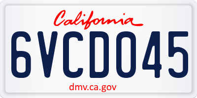 CA license plate 6VCD045