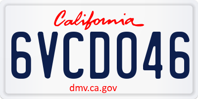 CA license plate 6VCD046