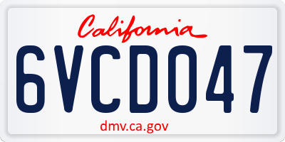 CA license plate 6VCD047