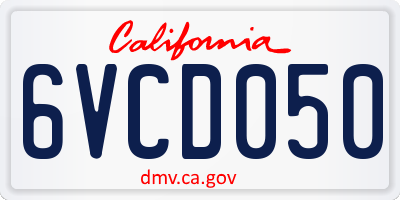 CA license plate 6VCD050