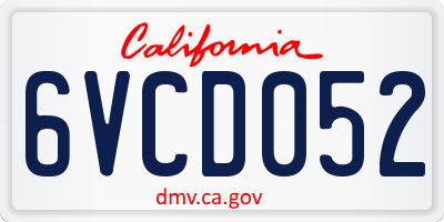 CA license plate 6VCD052