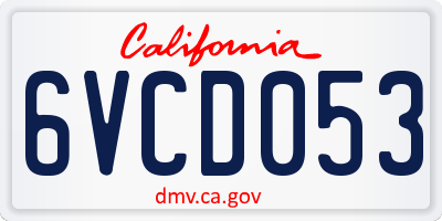 CA license plate 6VCD053