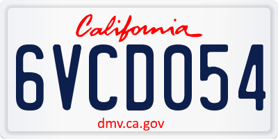 CA license plate 6VCD054
