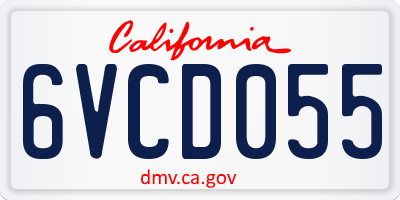 CA license plate 6VCD055