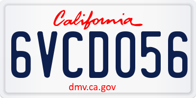 CA license plate 6VCD056