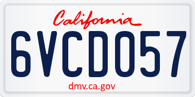 CA license plate 6VCD057