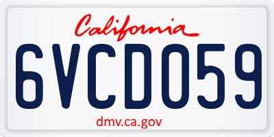 CA license plate 6VCD059