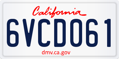 CA license plate 6VCD061