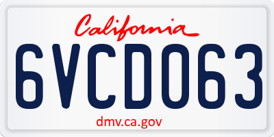 CA license plate 6VCD063