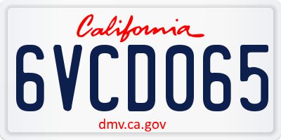 CA license plate 6VCD065