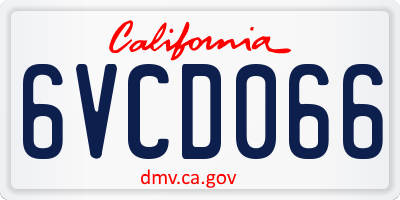 CA license plate 6VCD066