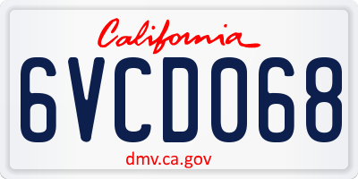 CA license plate 6VCD068