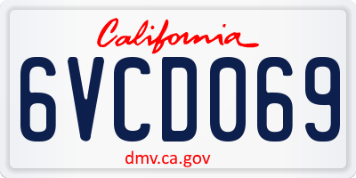 CA license plate 6VCD069