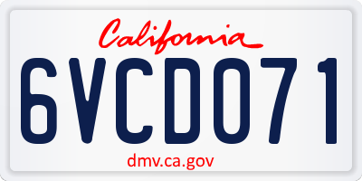 CA license plate 6VCD071