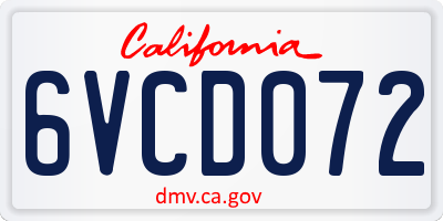 CA license plate 6VCD072