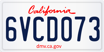 CA license plate 6VCD073