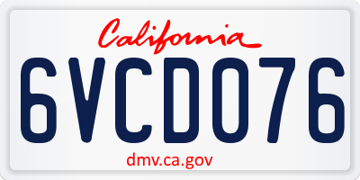 CA license plate 6VCD076