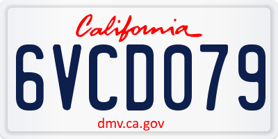 CA license plate 6VCD079