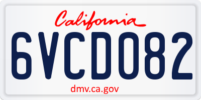 CA license plate 6VCD082