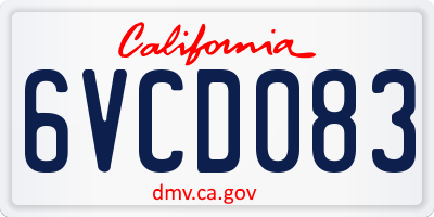 CA license plate 6VCD083