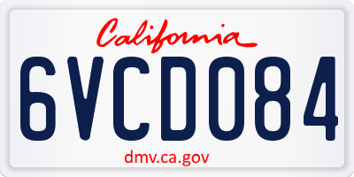 CA license plate 6VCD084