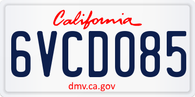 CA license plate 6VCD085