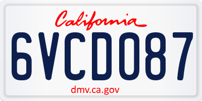 CA license plate 6VCD087