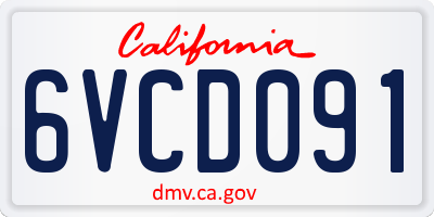 CA license plate 6VCD091