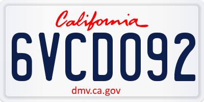 CA license plate 6VCD092