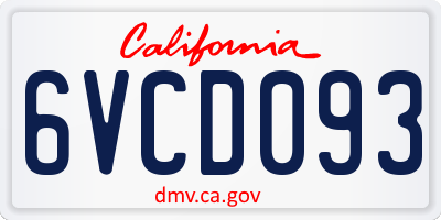 CA license plate 6VCD093