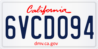CA license plate 6VCD094