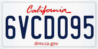 CA license plate 6VCD095