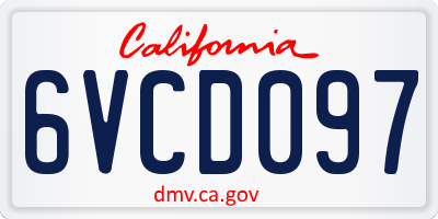 CA license plate 6VCD097