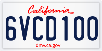 CA license plate 6VCD100