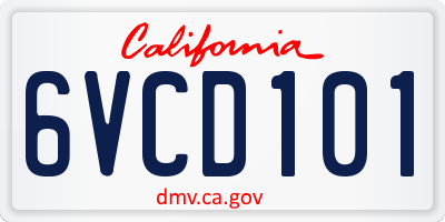 CA license plate 6VCD101