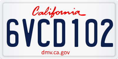 CA license plate 6VCD102