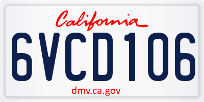 CA license plate 6VCD106
