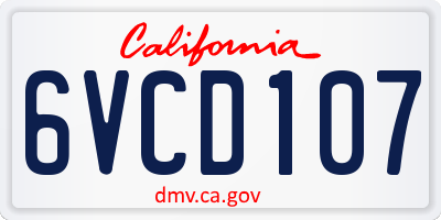 CA license plate 6VCD107