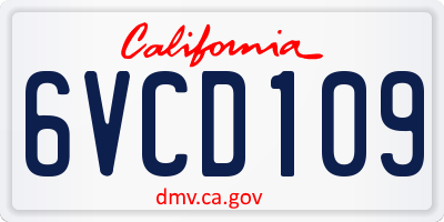 CA license plate 6VCD109
