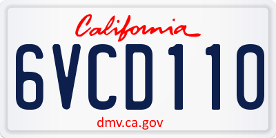 CA license plate 6VCD110