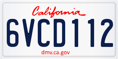 CA license plate 6VCD112